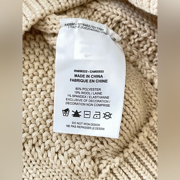 NIKE Wool Blend Cable Knit Chunky Sweater Mens S Cream / Light Beige - Picture 11 of 12